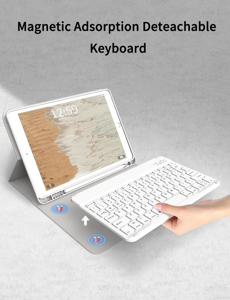 kenke Case with Keyboard for iPad 9th/8th/7th Generation 10.2 inch 2021/2020/2019 Detachable Wireless Bluetooth Keyboard Cover Thin & Light with Left Side Pencil Holder Auto Wake/Sleep（Gray） - Image 4